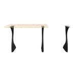 Black Metal Counter Table Base 604 Botas 37.3" H – Mid-Century modern counter height table base set (2 pieces) featuring a graceful, flared silhouette handcrafted from heavy-duty powder-coated steel in matte black. These architectural metal counter-height bases provide an ultra-sturdy foundation (1,000 lbs capacity; 22.5"L x 3.4"W). A premium DIY steel counter base engineered with a precision-drilled 15" x 4.3" mounting plate to securely support a heavy live-edge tabletop, marble slab, or wood counter top.