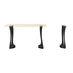 Black Metal Counter Table Base 605 Uzar 34" H – Scandinavian-modern counter height table base set (2 pieces) featuring a graceful, minimalist silhouette handcrafted from heavy-duty powder-coated steel in matte black. These architectural metal counter-height bases provide an ultra-sturdy foundation (1,000 lbs capacity; 13.4"L x 7.9"W). A premium DIY steel counter base engineered with a precision-drilled 11" x 4.3" mounting plate to securely support a heavy live-edge tabletop, marble slab, or wood counter top
