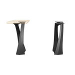 Close-up AR comparison of 614 Tulipe 34" H counter table legs metal structure highlighting modern metal leg for counter table design
