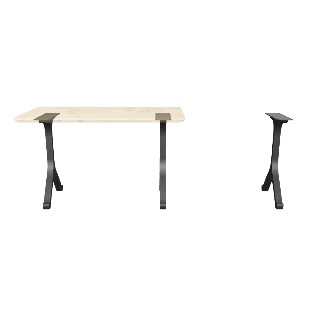Composite AR image of wooden counter table and its metal counter table legs shown separately for clarity.