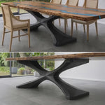 Metal Table Base - 306 Xerxes - 70, 27, 28H inch; dining table steel; table base mid century modern; iron table base; flowyline design; table legs; pedestal table base; coffee round base for table top