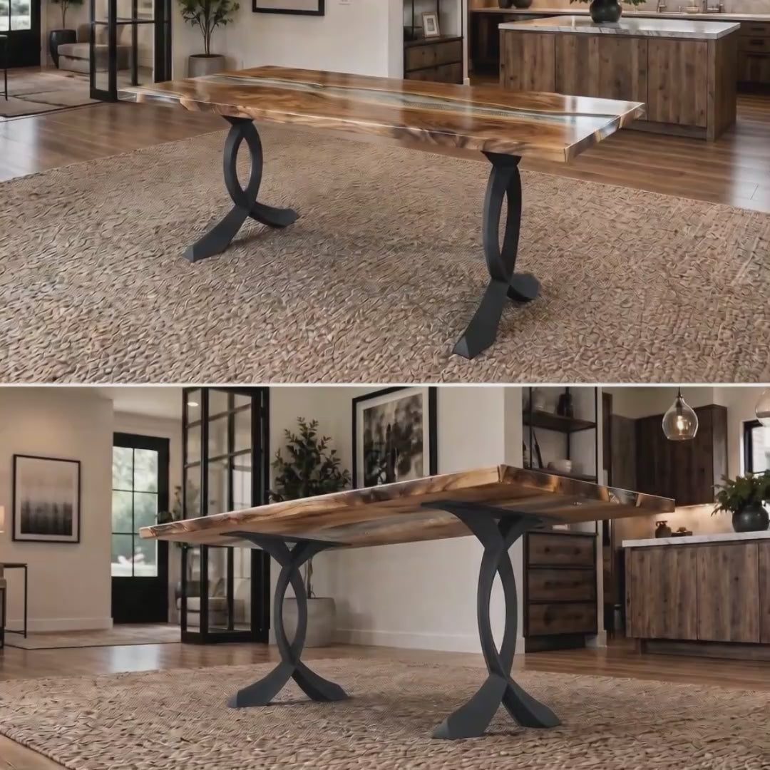 Metal Table Legs - 418 Curva - 25W, 28H inch - Set of 2 pcs metal table legs furniture steel flowyline design dining table home and living pub furniture Handmade Furniture Side Table iron epoxy dining table desk legs industrial & rustic style heavy duty flowyline design 