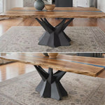 Metal Table Base 303 | 303B | 303G Namu 28" H – sculptural modern pedestal base handcrafted from heavy-duty powder-coated steel in matte black. This heavy-duty metal table base provides a sturdy foundation (1,000 lbs capacity) available in three sizes to fit large and medium tables. A premium DIY steel table base and modern furniture foundation specifically engineered to support a heavy live-edge tabletop, thick marble slab, or stone top in minimalist interiors.