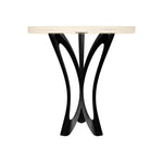 Counter Table Base 629 Monarch 36" H – sculptural parabolic pedestal base handcrafted from heavy-duty powder-coated steel in matte black. This high-capacity metal base (1,000 lbs) features a unique flared hourglass silhouette and a sturdy foundation, specifically engineered to support a heavy live-edge tabletop, stone slab, or kitchen island counter. A premium DIY steel table base and counter-height furniture foundation that brings a bold look to custom breakfast bars and modern commercial cafe spaces.