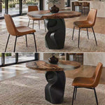 Metal Table Base 801 Owra 28.5" H – heavy-duty pedestal base featuring a sculptural owl-inspired silhouette in matte black powder-coated steel. This high-capacity metal base (1,000 lbs) provides a sturdy foundation specifically designed to support a heavy live-edge tabletop, thick marble slab, or glass top. A premium DIY steel table base and industrial furniture foundation that ensures steady support for custom dining room projects and professional commercial spaces.