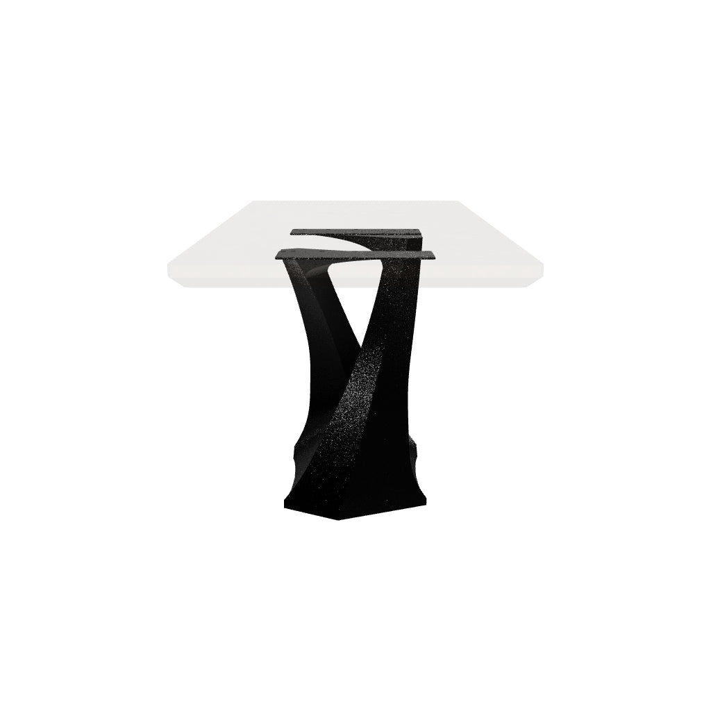 Black Metal Table Base 323 Tulipe 28" H – Mid-Century modern pedestal base featuring a graceful, sculptural silhouette handcrafted from heavy-duty powder-coated steel in matte black. This artisanal metal dining base features a unique hollow design for gravel-filling to maximize stability and an ultra-sturdy foundation (1,000 lbs capacity) available in 24"L (323S) or 32"L (323B) configurations. A premium DIY steel table base engineered with precision-drilled mounting plates to securely support a heavy live-e
