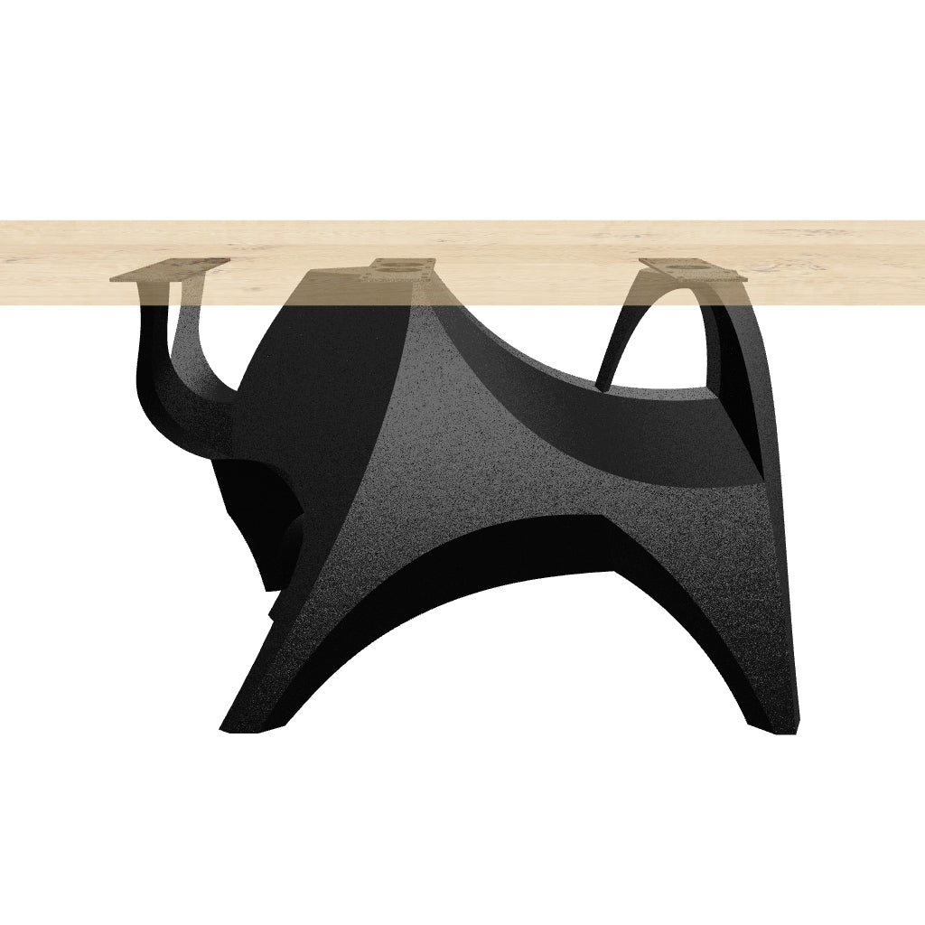 Metal Table Base 803 Bullos 28.5" H – bold bull-inspired pedestal base handcrafted from heavy-duty powder-coated steel in matte black. This sculptural metal base features powerful muscular curves and a wide sturdy foundation (1,000 lbs capacity), perfect for large custom dining tables, designer cafes, or boutique displays. A premium DIY furniture base and heavy-duty steel table base designed for marble, glass, or wood tops in industrial, minimalist, and Scandinavian interiors.