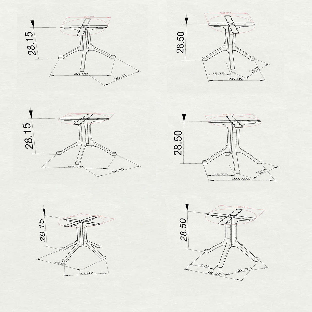 Table Base 213S Wishbone 28H for Round Dining Tabletop table base metal table base dining table base table base only