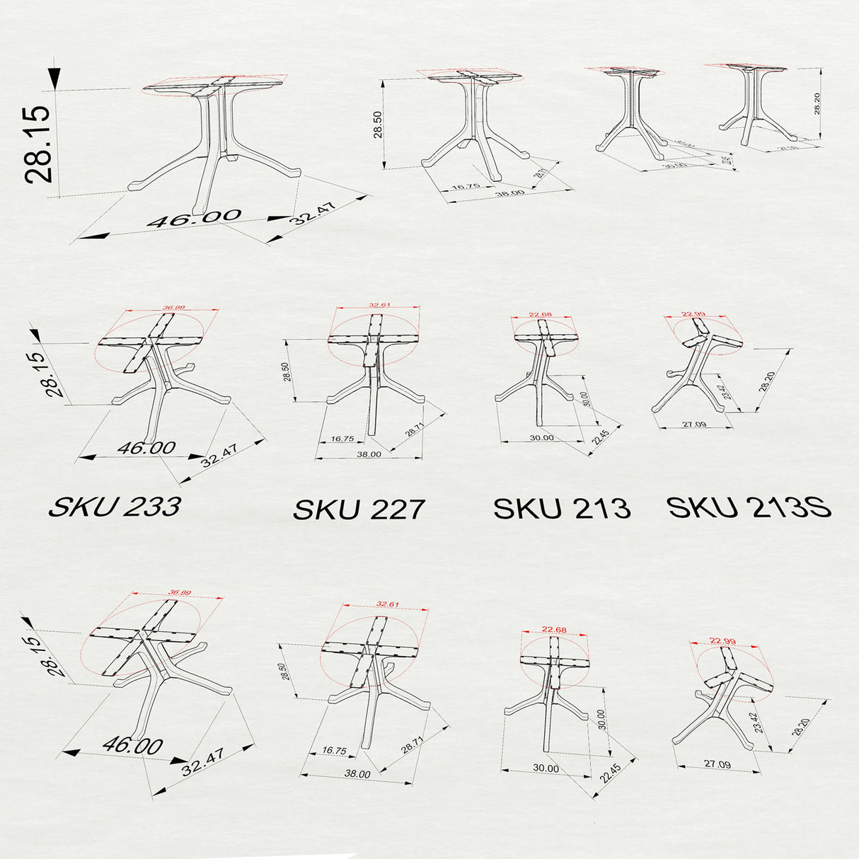 Table Base 213S Wishbone 28H for Round Dining Tabletop table base metal table base dining table base table base only