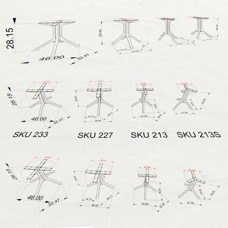 Table Base 213S Wishbone 28H for Round Dining Tabletop table base metal table base dining table base table base only