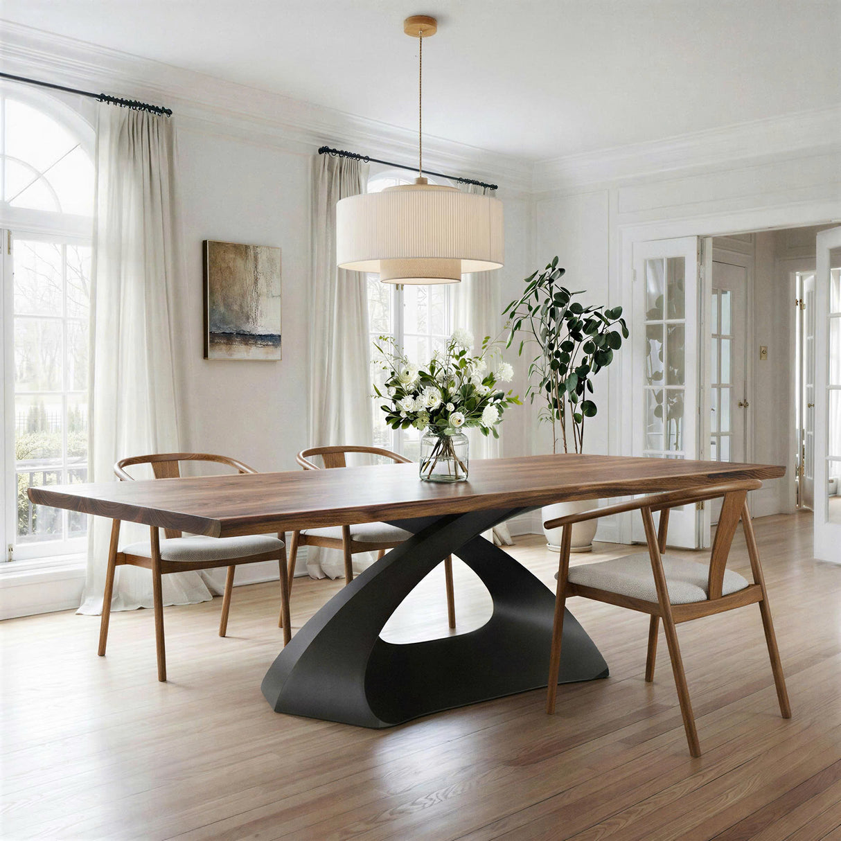 Metal Table Base - 307 Tulipe - 28H inch dining table base metal table base table legs mid century modern Mid Century round dining table furniture legs desk oval pedestal table Kitchen and Dining Pedestal Table Base home and living industrial and rustic style heavy duty