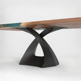 Black Metal Table Base 307 Tulipe 28" | 28.5" H – Mid-Century modern tulip-inspired pedestal base handcrafted from heavy-duty steel in matte black. This sculptural metal dining base provides a sturdy foundation (1,000 lbs capacity) available in three sizes (28"L, 38"L, or 50"L) to fit different tabletop dimensions. A premium DIY steel table base and modern furniture foundation engineered with asymmetrical pre-drilled plates to support a heavy live-edge tabletop, marble slab, or wood dining top.