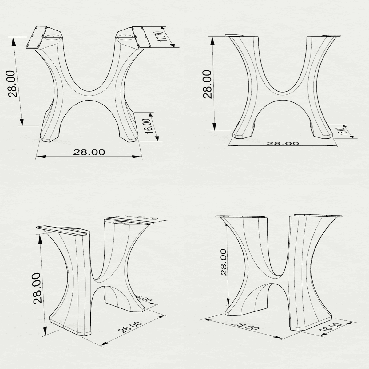 Black Metal Table Base 322 Haru 28" H – Scandinavian minimalist pedestal base handcrafted from heavy-duty powder-coated steel in matte black. This sculptural metal dining base features a unique hollow design for gravel-filling to maximize stability and a sturdy foundation (1,000 lbs capacity; 28"L x 16"W). A premium DIY steel table base engineered with a wide 17.7" pre-drilled mounting plate to securely support a heavy live-edge tabletop, marble slab, or wood dining top.
