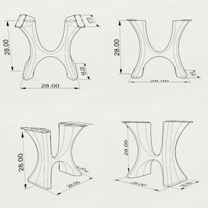 Black Metal Table Base 322 Haru 28" H – Scandinavian minimalist pedestal base handcrafted from heavy-duty powder-coated steel in matte black. This sculptural metal dining base features a unique hollow design for gravel-filling to maximize stability and a sturdy foundation (1,000 lbs capacity; 28"L x 16"W). A premium DIY steel table base engineered with a wide 17.7" pre-drilled mounting plate to securely support a heavy live-edge tabletop, marble slab, or wood dining top.