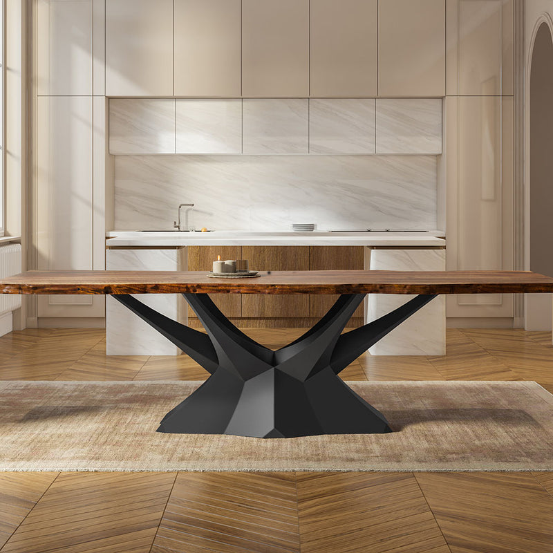 Dining Table Base Brent Dark Cherry Faux Marble Insert Rectangular