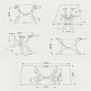 Table Base 28" H Mid-Century Modern Base for DIY Projects - 328 Flutter