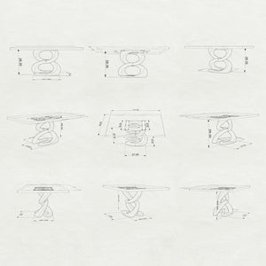 technical drawings of a table on a white background
