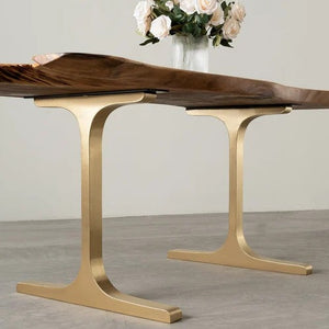Gold Brass Table Legs - 431 Wineglass - 27W, 28H inch - Set of 2 pcs metal table legs desk legs flowyline design kitchen table dining table furniture standing desk legs modern desk office industrial & rustic style heavy duty