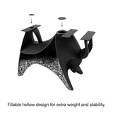 Metal Table Base 803 Bullos 28.5" H – bold bull-inspired pedestal base handcrafted from heavy-duty powder-coated steel in matte black. This sculptural metal base features powerful muscular curves and a wide sturdy foundation (1,000 lbs capacity), perfect for large custom dining tables, designer cafes, or boutique displays. A premium DIY furniture base and heavy-duty steel table base designed for marble, glass, or wood tops in industrial, minimalist, and Scandinavian interiors.