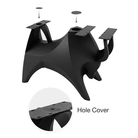 Metal Table Base 803 Bullos 28.5" H – bold bull-inspired pedestal base handcrafted from heavy-duty powder-coated steel in matte black. This sculptural metal base features powerful muscular curves and a wide sturdy foundation (1,000 lbs capacity), perfect for large custom dining tables, designer cafes, or boutique displays. A premium DIY furniture base and heavy-duty steel table base designed for marble, glass, or wood tops in industrial, minimalist, and Scandinavian interiors.