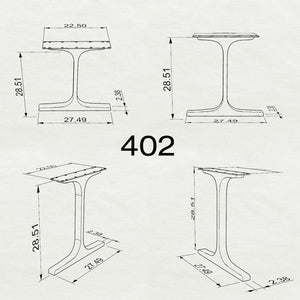 Black Metal Table Base 402 | 438 Wineglass 28.3" H – Mid-Century modern table base set (2 pieces) featuring a refined twisted-ribbon silhouette, handcrafted from heavy-duty powder-coated steel in matte black. These sculptural metal dining bases provide an ultra-sturdy foundation (1,000 lbs capacity) available in 27.5"L (Wineglass 402) or 22.5"L (Wineglass 438) configurations. A premium DIY steel table base engineered with precision-drilled mounting plates to securely support a heavy live-edge tabletop, marb