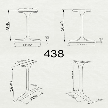 Black Metal Table Base 402 | 438 Wineglass 28.3" H – Mid-Century modern table base set (2 pieces) featuring a refined twisted-ribbon silhouette, handcrafted from heavy-duty powder-coated steel in matte black. These sculptural metal dining bases provide an ultra-sturdy foundation (1,000 lbs capacity) available in 27.5"L (Wineglass 402) or 22.5"L (Wineglass 438) configurations. A premium DIY steel table base engineered with precision-drilled mounting plates to securely support a heavy live-edge tabletop, marb