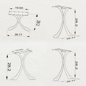 Black Metal Table Base 421 Xeni 28.2" H – Mid-Century modern table base set (2 pieces) handcrafted from heavy-duty powder-coated steel in matte black. These architectural metal dining bases provide an ultra-sturdy foundation (1,000 lbs capacity; 26.8"L x 3.7"W). A premium DIY steel table base engineered with precision-drilled 19.6" x 4.3" mounting plates to securely support a heavy live-edge tabletop, marble slab, or wood dining top.