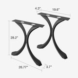 Black Metal Table Base 421 Xeni 28.2" H – Mid-Century modern table base set (2 pieces) handcrafted from heavy-duty powder-coated steel in matte black. These architectural metal dining bases provide an ultra-sturdy foundation (1,000 lbs capacity; 26.8"L x 3.7"W). A premium DIY steel table base engineered with precision-drilled 19.6" x 4.3" mounting plates to securely support a heavy live-edge tabletop, marble slab, or wood dining top.