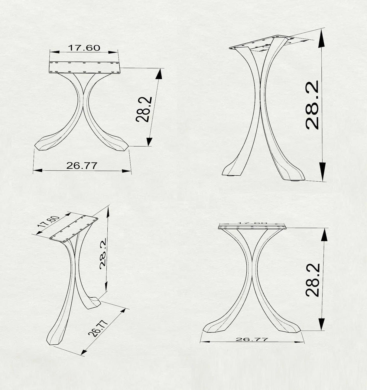 Furniture Legs 421 Xeni 28H Metal with X-sharp Dining Table Legs metal table legs furniture round dining table wood desk dine table flowyline design kitchen table side table mid century modern handmade furniture entryway table industrial & rustic style heavy duty flowyline design
