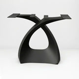 Black Metal Table Base 307 Tulipe 28" | 28.5" H – Mid-Century modern tulip-inspired pedestal base handcrafted from heavy-duty steel in matte black. This sculptural metal dining base provides a sturdy foundation (1,000 lbs capacity) available in three sizes (28"L, 38"L, or 50"L) to fit different tabletop dimensions. A premium DIY steel table base and modern furniture foundation engineered with asymmetrical pre-drilled plates to support a heavy live-edge tabletop, marble slab, or wood dining top.