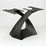 Black Metal Table Base 307 Tulipe 28" | 28.5" H – Mid-Century modern tulip-inspired pedestal base handcrafted from heavy-duty steel in matte black. This sculptural metal dining base provides a sturdy foundation (1,000 lbs capacity) available in three sizes (28"L, 38"L, or 50"L) to fit different tabletop dimensions. A premium DIY steel table base and modern furniture foundation engineered with asymmetrical pre-drilled plates to support a heavy live-edge tabletop, marble slab, or wood dining top.