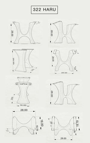 Table Base 322 Haru 28H Metal Furniture Legs; farmhouse table base; farm table base styles;