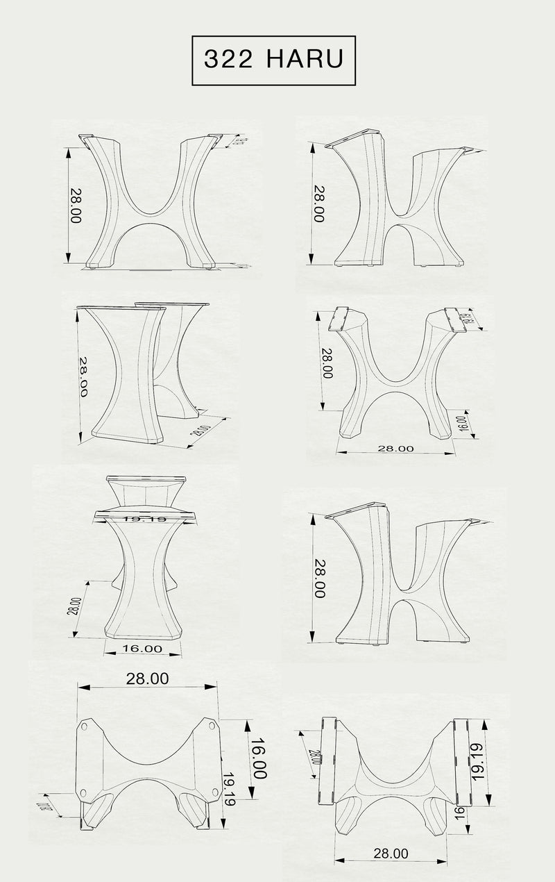 Table Base 322 Haru 28H Metal Furniture Legs; farmhouse table base; farm table base styles;