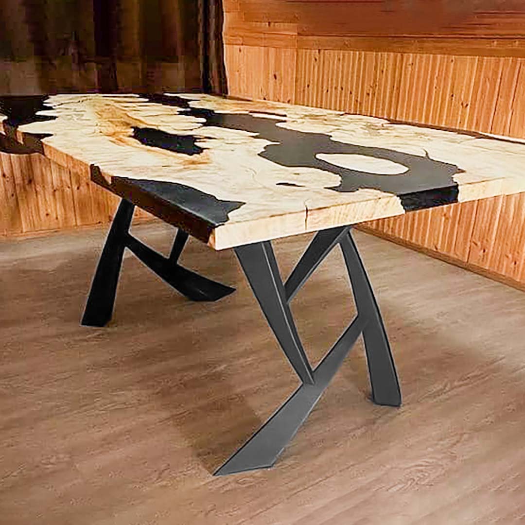 Metal Table Legs - 411 Draco - 25W, 28H inch - Set of 2 pcs metal table legs steel furniture dining table flowyline design steel table base handmade furniture farmhouse dining cast iron entryway table industrial & rustic style heavy duty flowyline design