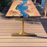 Gold Brass Table Legs - 431 Wineglass - 27W, 28H inch - Set of 2 pcs metal table legs desk legs flowyline design kitchen table dining table furniture standing desk legs modern desk office industrial & rustic style heavy duty