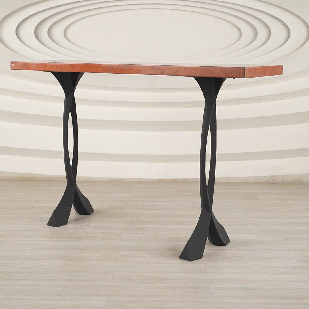 Metal Table Legs of FlowyLine - Good option for DIY easy furniture feet epoxy live edge top with steel. Product is Handmade with iron and powder coating - Free shipping - Returns & exchanges within 14 days, black pedestal curved industrial dining desk custom console frame replacement Dining modern mid century design