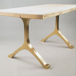 Gold Brass Table Legs - 430 Wishbone - 28W, 28H inch - Set of 2 pcs metal table legs furniture brass table dining table steel kitchen and dining flowyline design handmade furniture modern desk industrial & rustic style heavy duty sofa table legs
