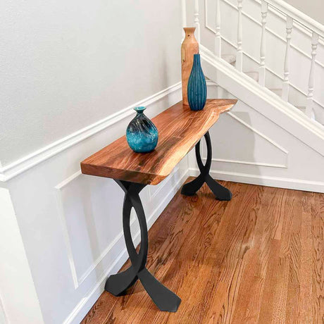 Metal Console Table Legs - 207 Curva - 16W, 28H inch - Set of 2 pcs metal table legs console table legs Furniture Legs counter table side table legs handmade furniture media console Wood entryway table flowyline design round counter height table