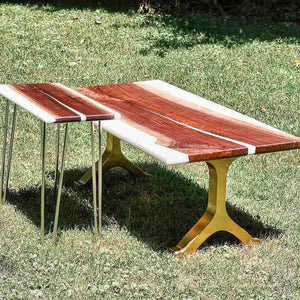 Bench Legs Gold Brass Bench Legs - 112 Wishbone - 14W, 16H inch - Set of 2 pcs of FlowyLine ✔️ Coffee Table Base for DIY furniture dining home decor epoxy woodworkmetal table legs coffee bench legs modern desk metal small coffee table X shape bench legs  live edge steel u bench legs with back end table