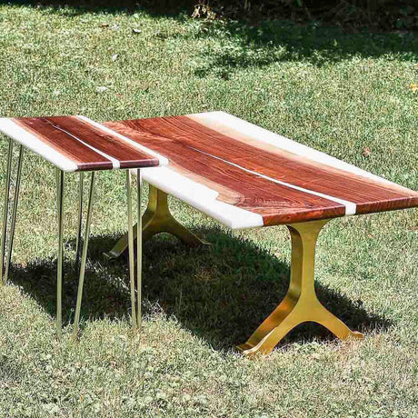 Bench Legs Gold Brass Bench Legs - 112 Wishbone - 14W, 16H inch - Set of 2 pcs of FlowyLine ✔️ Coffee Table Base for DIY furniture dining home decor epoxy woodworkmetal table legs coffee bench legs modern desk metal small coffee table X shape bench legs  live edge steel u bench legs with back end table