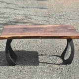 industrial style bench with metal legs – strong steel frame for live edge wood top