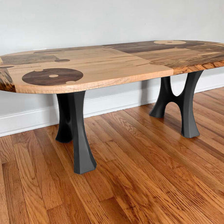 Bench Legs 103 Haru - 13W, 16H inch - Set of 2 pcs of FlowyLine Design Coffee Table Base for DIY furniture dining home decor epoxy woodworkcoffee table legs dining bench outdoor Metal Bench Legs small round coffee table unique narrow wood bench entryway modern metal legs for bench