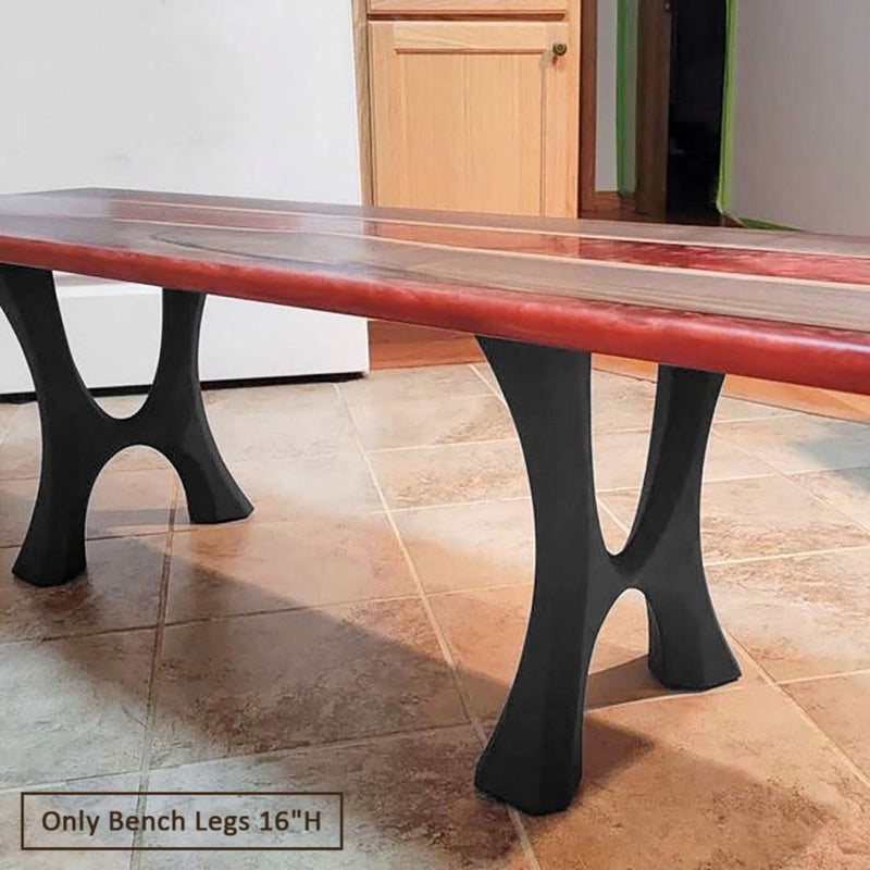 Bench Legs 103 Haru - 13W, 16H inch - Set of 2 pcs of FlowyLine ✔️ Coffee Table Base for DIY furniture dining home decor epoxy woodworkcoffee table legs dining bench outdoor Metal Bench Legs small round coffee table unique narrow wood bench entryway modern metal legs for bench