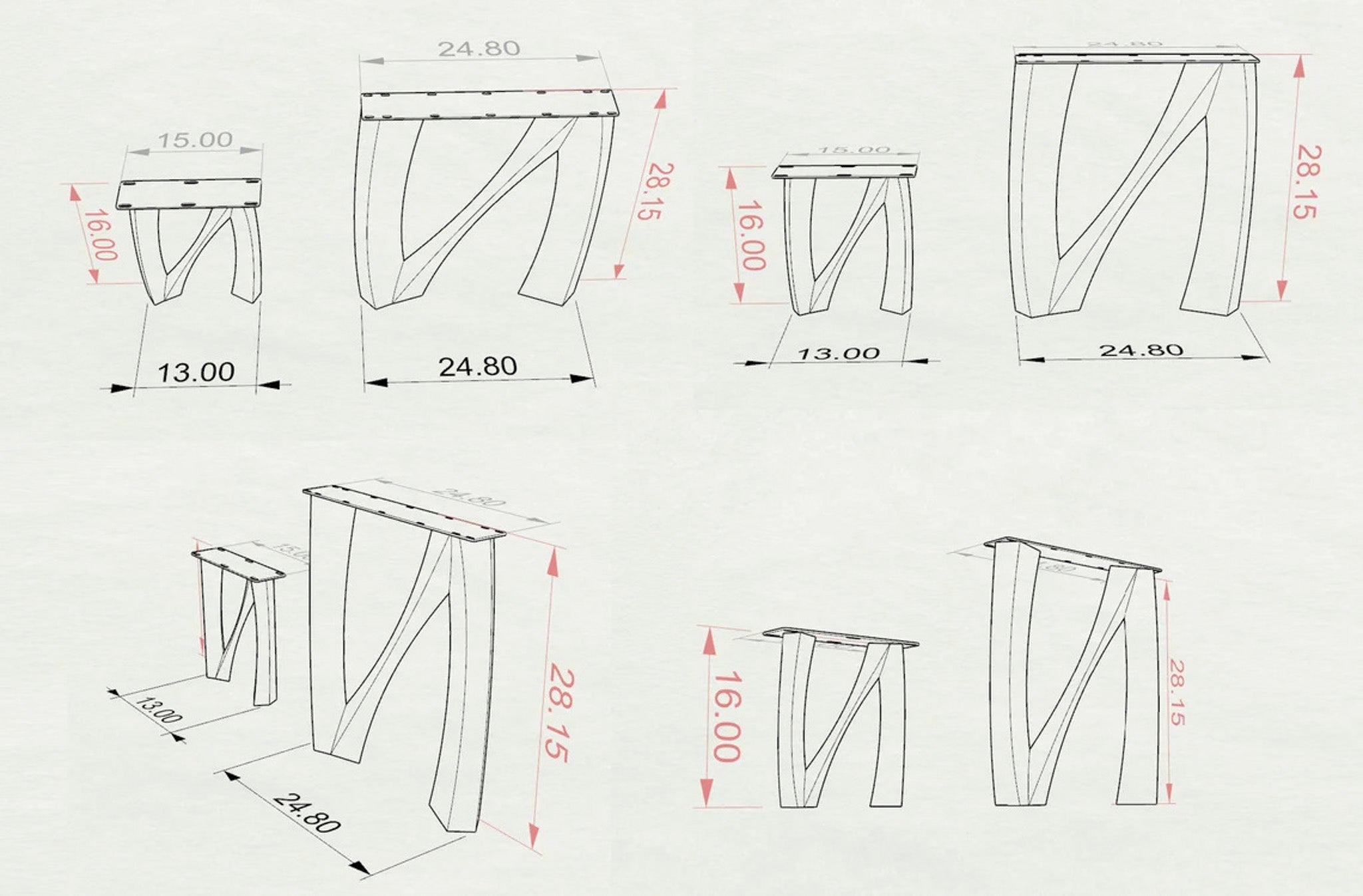 Bench Legs 104 Norah 16H Metal DIY Design - Flowyline Design