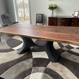 Metal Table Base - 310 Hoshi - 50, 21, 28H inch metal table legs table base steel mid century modern Pedestal stand kitchen base for table top trestle table base granite iron flowyline design home and living industrial and rustic style heavy duty