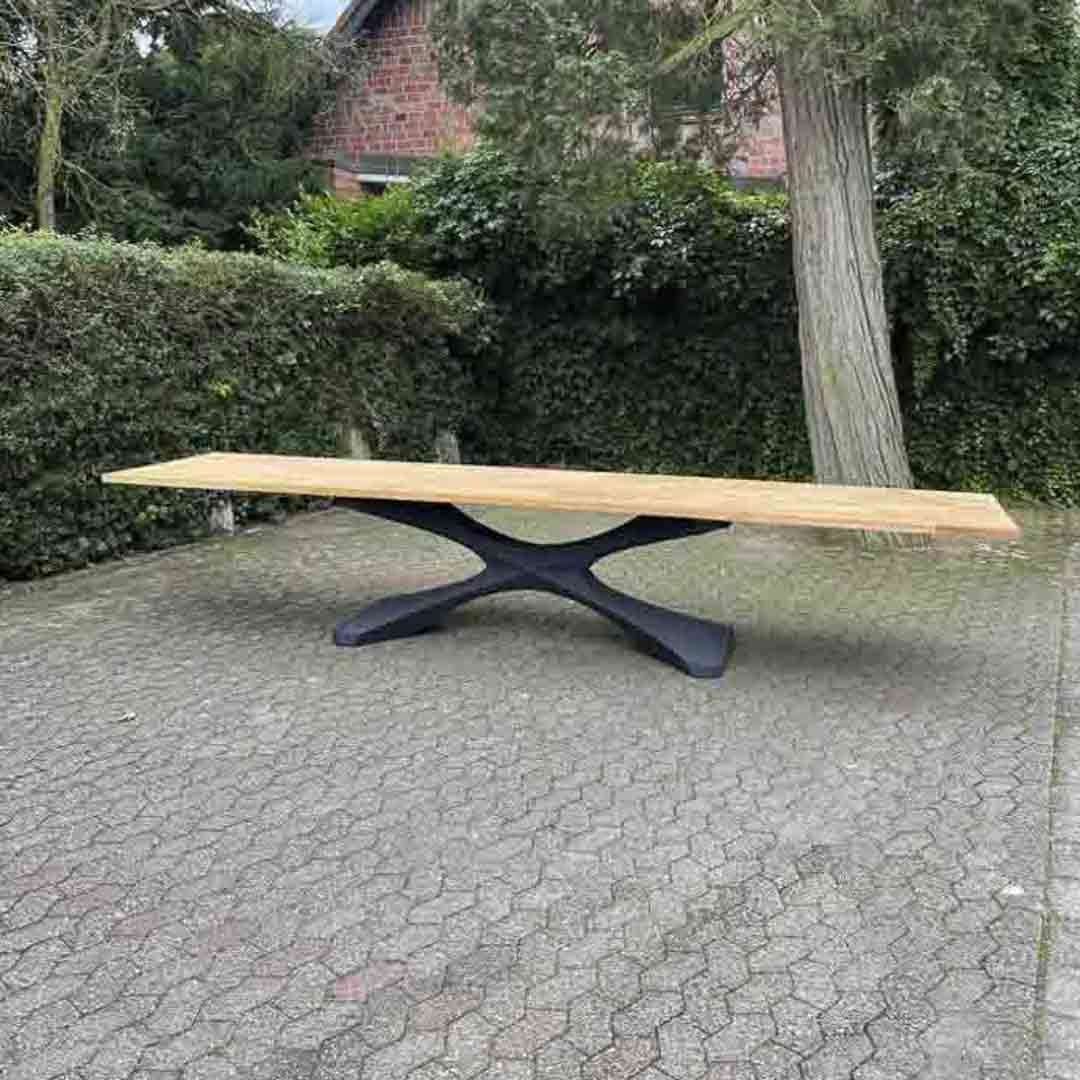 Metal Table Base - 306 Xerxes - 70, 27, 28H inch; dining table steel; table base mid century modern; iron table base; flowyline design; table legs; pedestal table base; coffee round base for table top 2