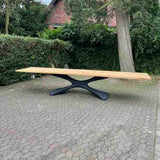 Metal Table Base - 306 Xerxes - 70, 27, 28H inch; dining table steel; table base mid century modern; iron table base; flowyline design; table legs; pedestal table base; coffee round base for table top 2