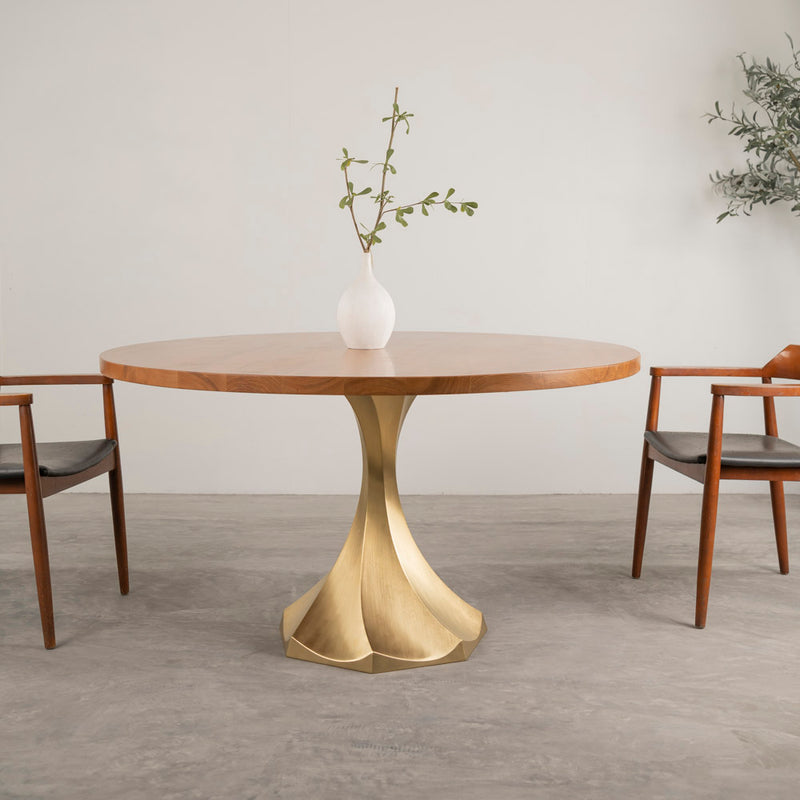 Table Base 311 Lithe 28H Handmade Gold Brass Metal - Flowyline