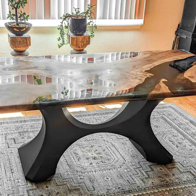 Metal Table Base - 310 Hoshi - 50, 21, 28H inch metal table legs table base steel mid century modern Pedestal stand kitchen base for table top trestle table base granite iron flowyline design home and living industrial and rustic style heavy duty