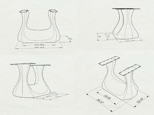 Metal Table Base - 302 Uilani2 - 39, 22, 28H inch metal table legs round table base round dining trestle table tulip Pedestal table Base steel glass trestle table base home and living industrial and rustic style heavy duty